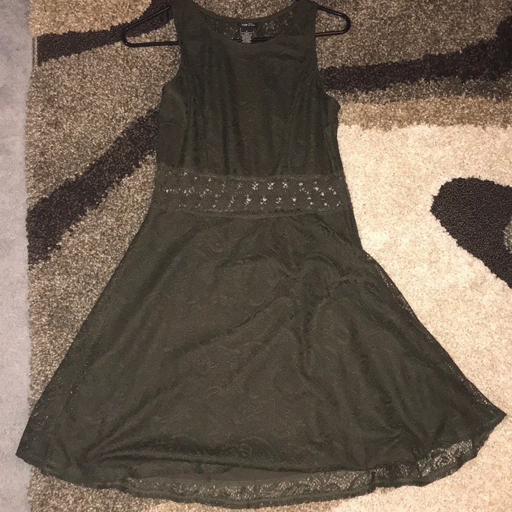 Green lace dress with lace middle